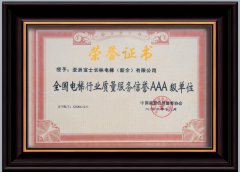 2006年全國電梯行業質量服務信譽AAA級單位